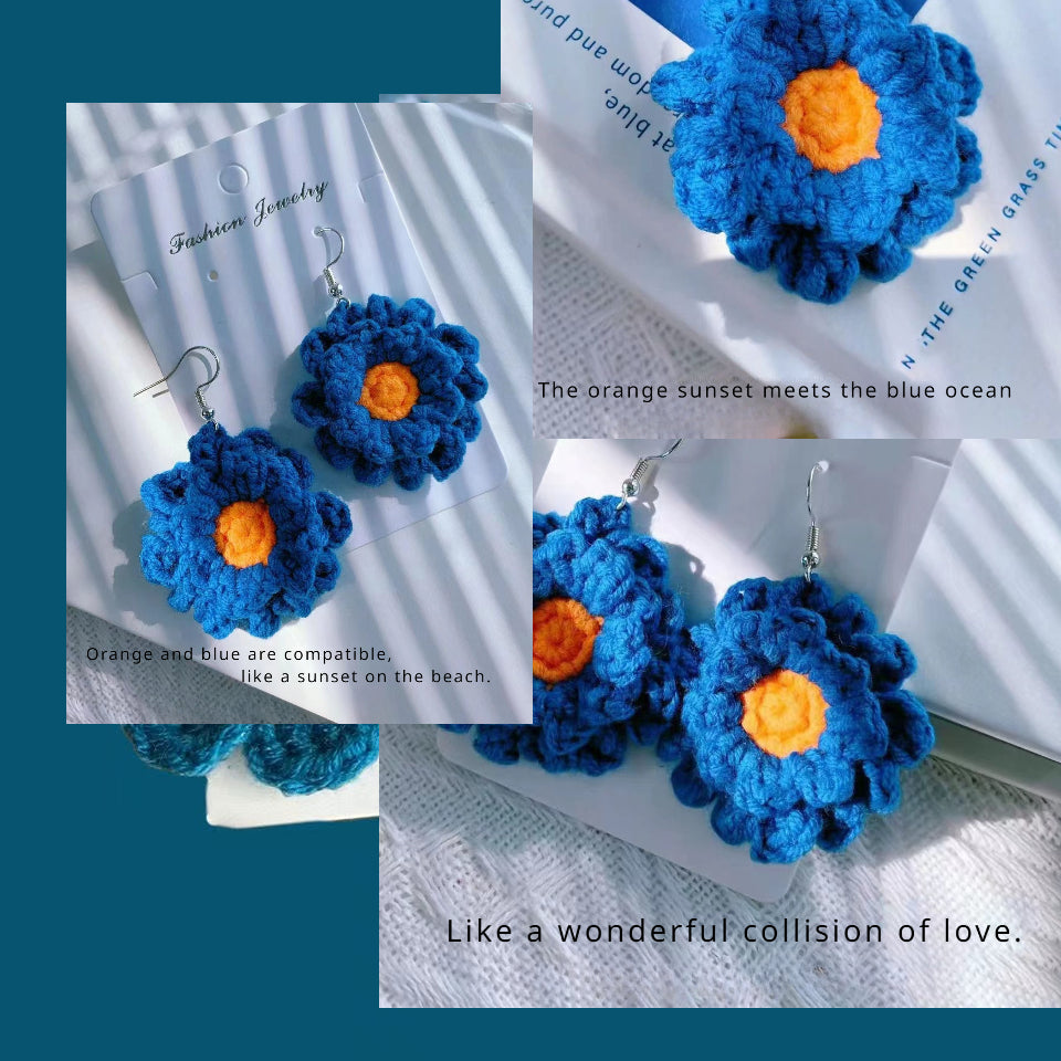 Crochet Large Flower Earrings