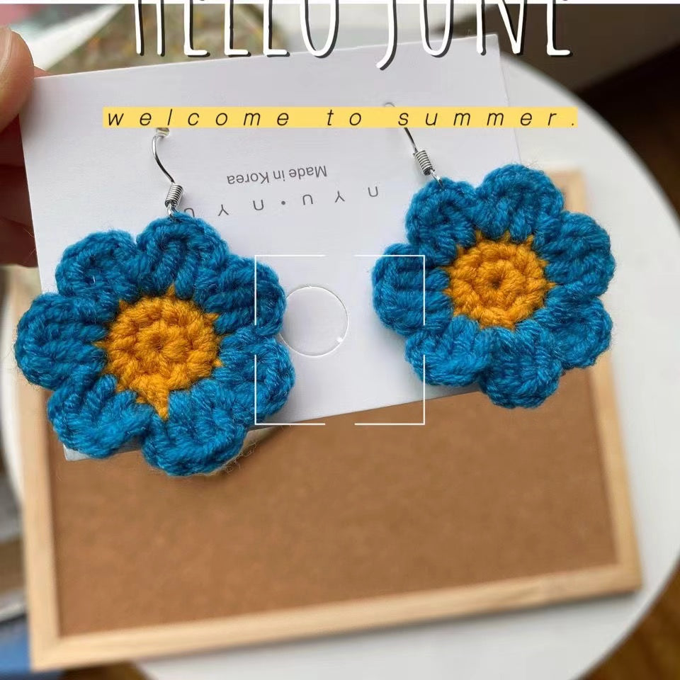 Crochet Large Flower Earrings