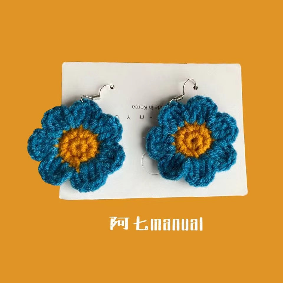 Crochet Large Flower Earrings