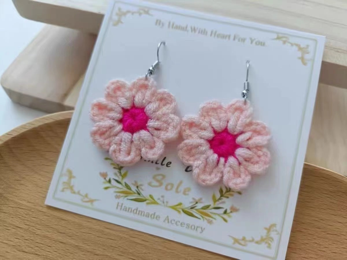 Crochet Large Flower Earrings