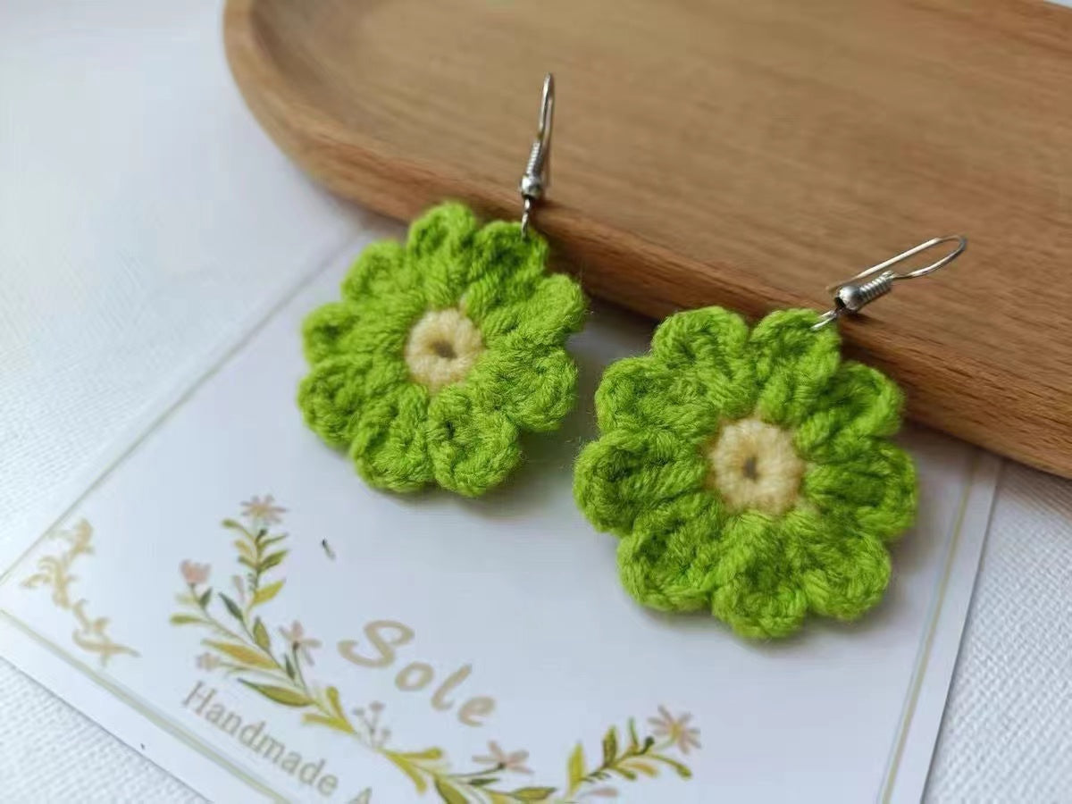 Crochet Large Flower Earrings