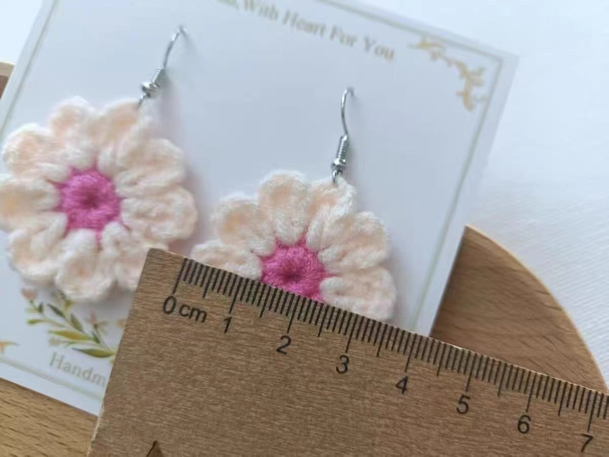 Crochet Large Flower Earrings