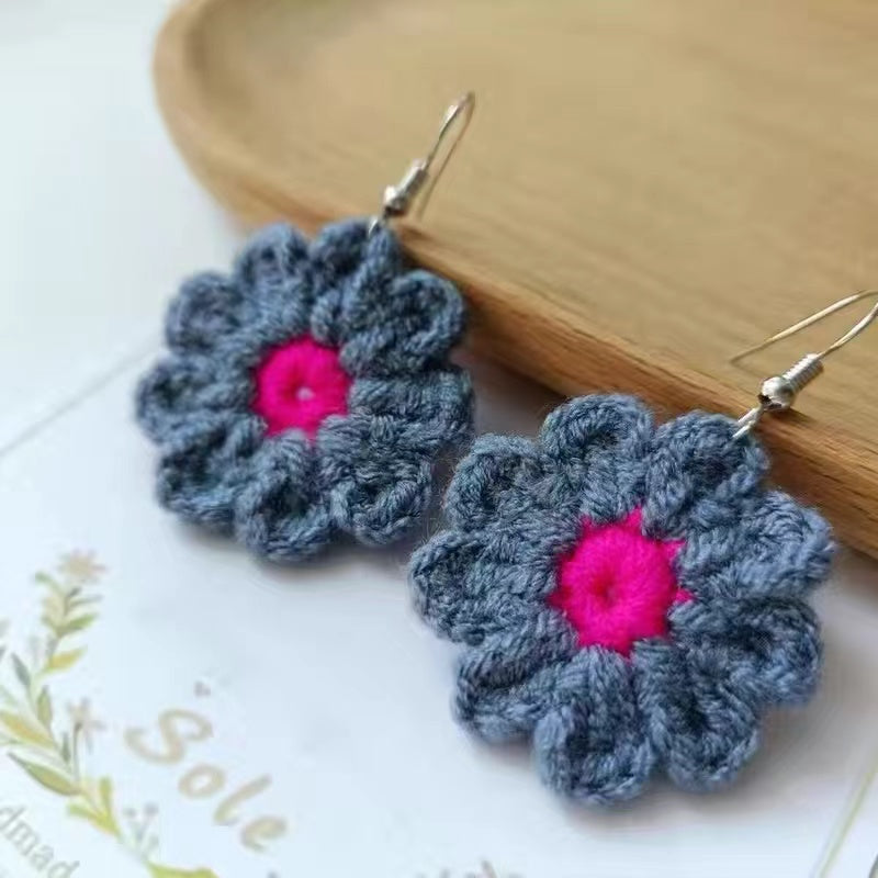 Crochet Large Flower Earrings