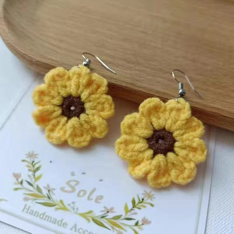 Crochet Large Flower Earrings