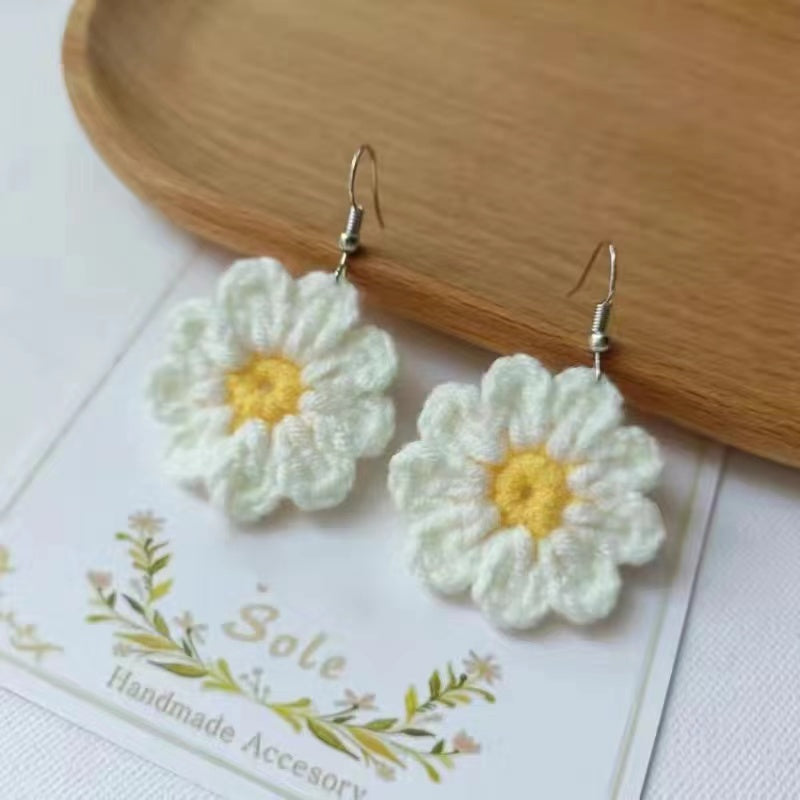 Crochet Large Flower Earrings