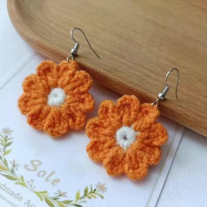 Crochet Large Flower Earrings