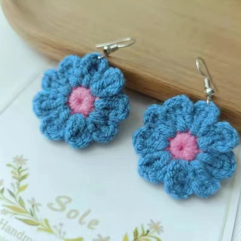 Crochet Large Flower Earrings