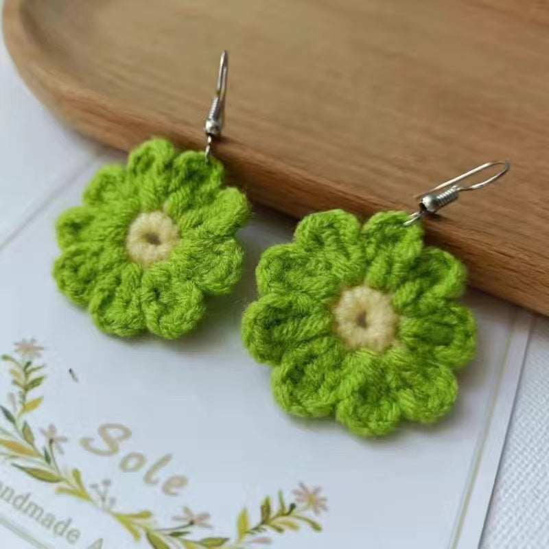 Crochet Large Flower Earrings