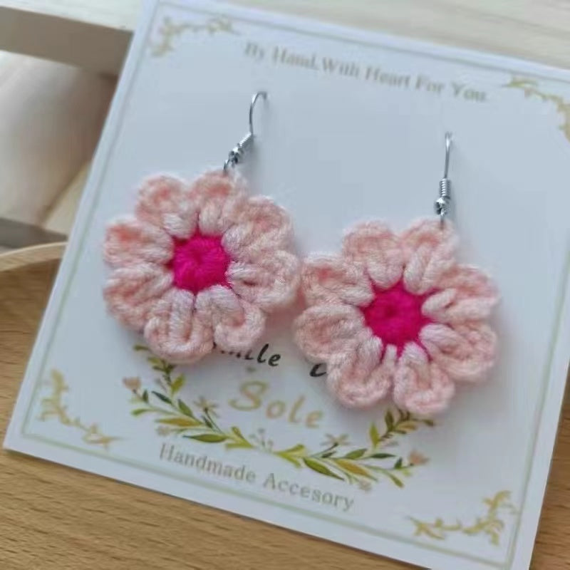 Crochet Large Flower Earrings