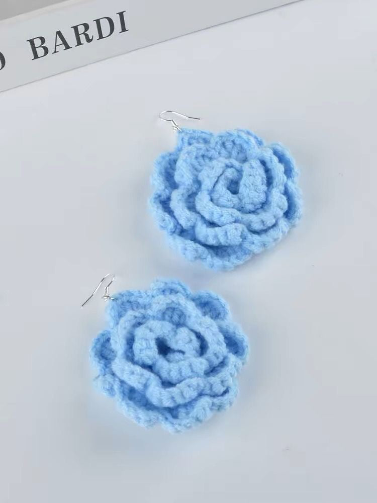 Crochet Large Flower Earrings