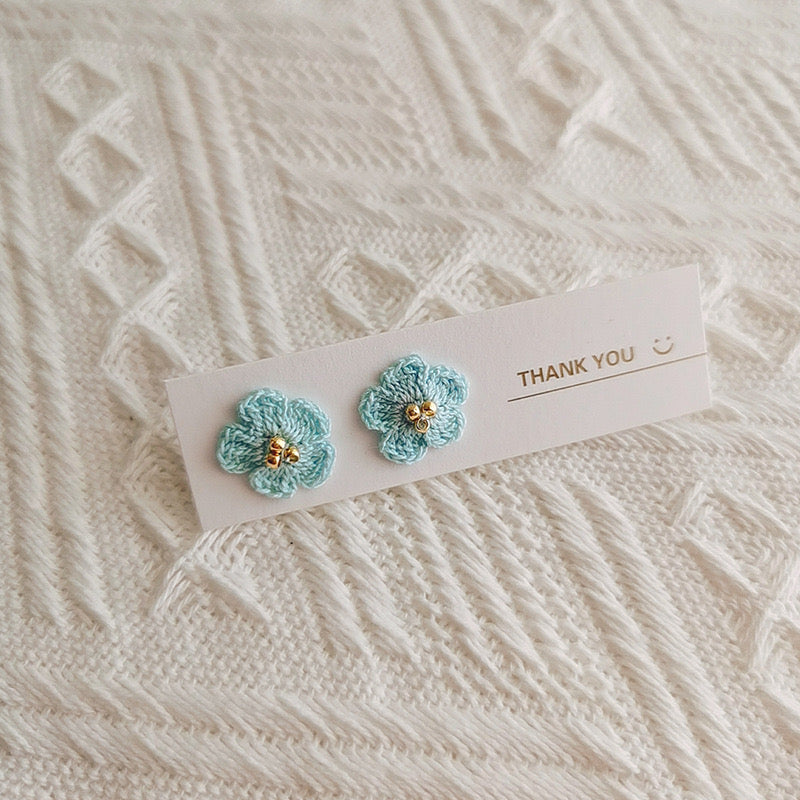 Crochet Handmade Earrings with Puff Flowers