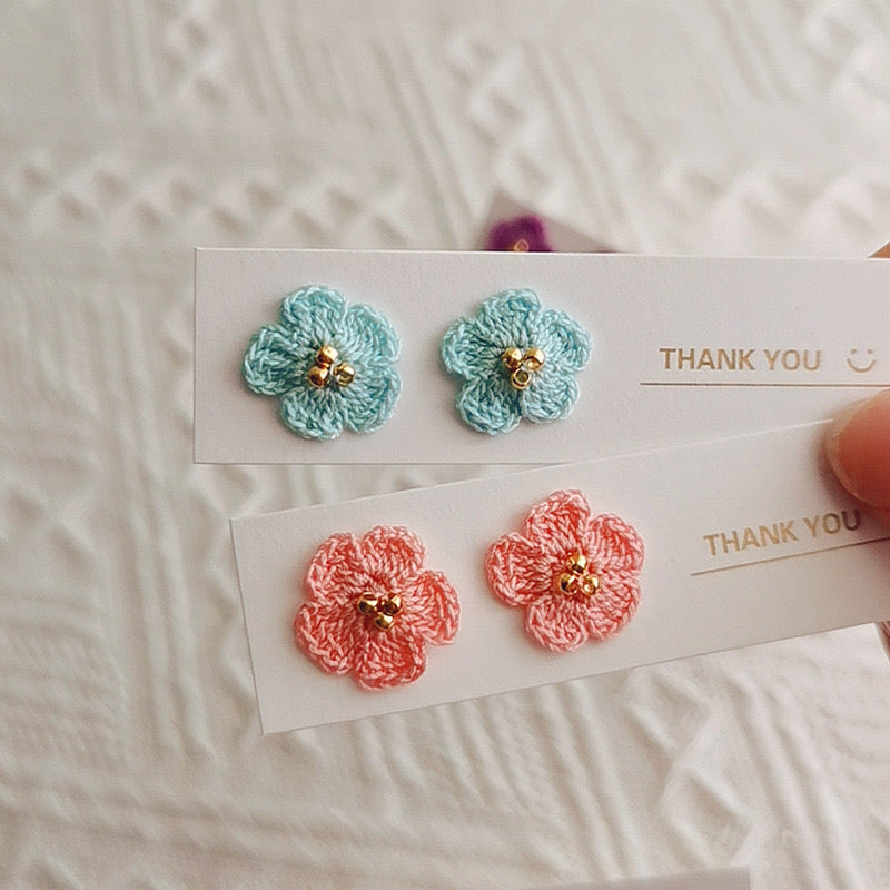 Crochet Handmade Earrings with Puff Flowers