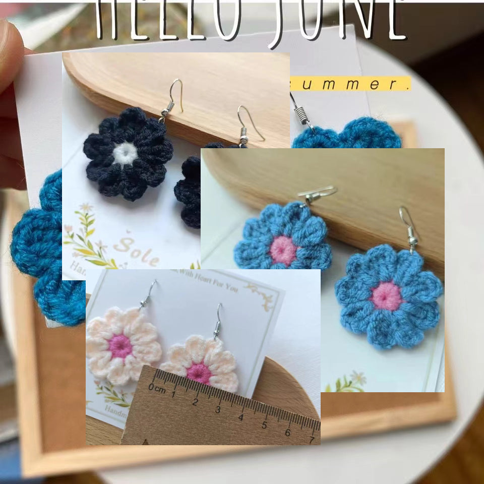 Crochet Large Flower Earrings