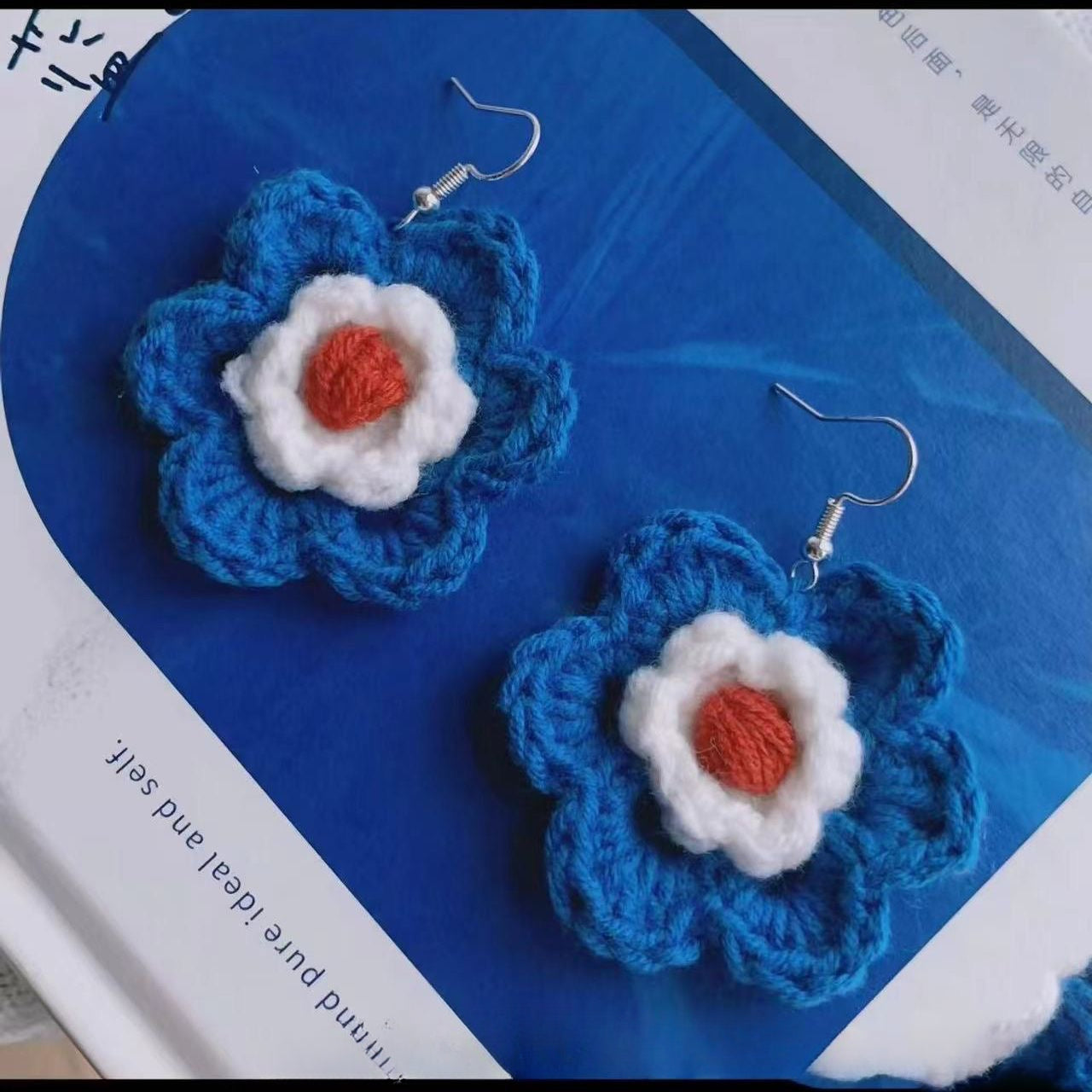 Crochet Large Flower Earrings