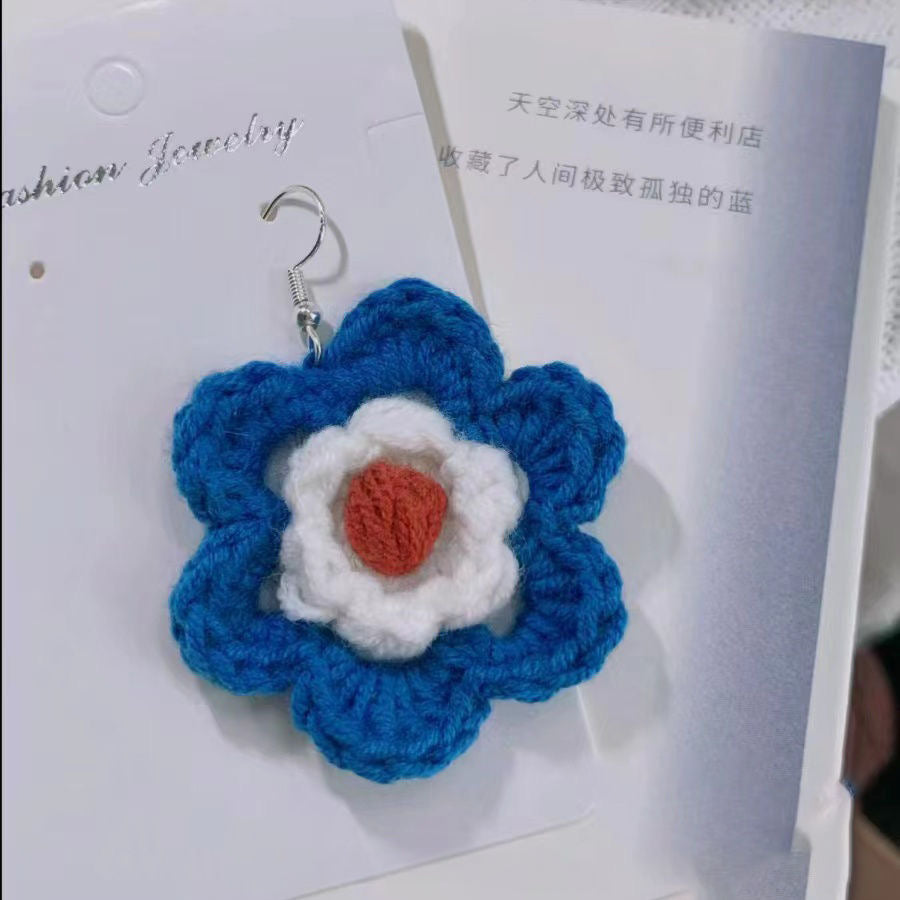 Crochet Large Flower Earrings