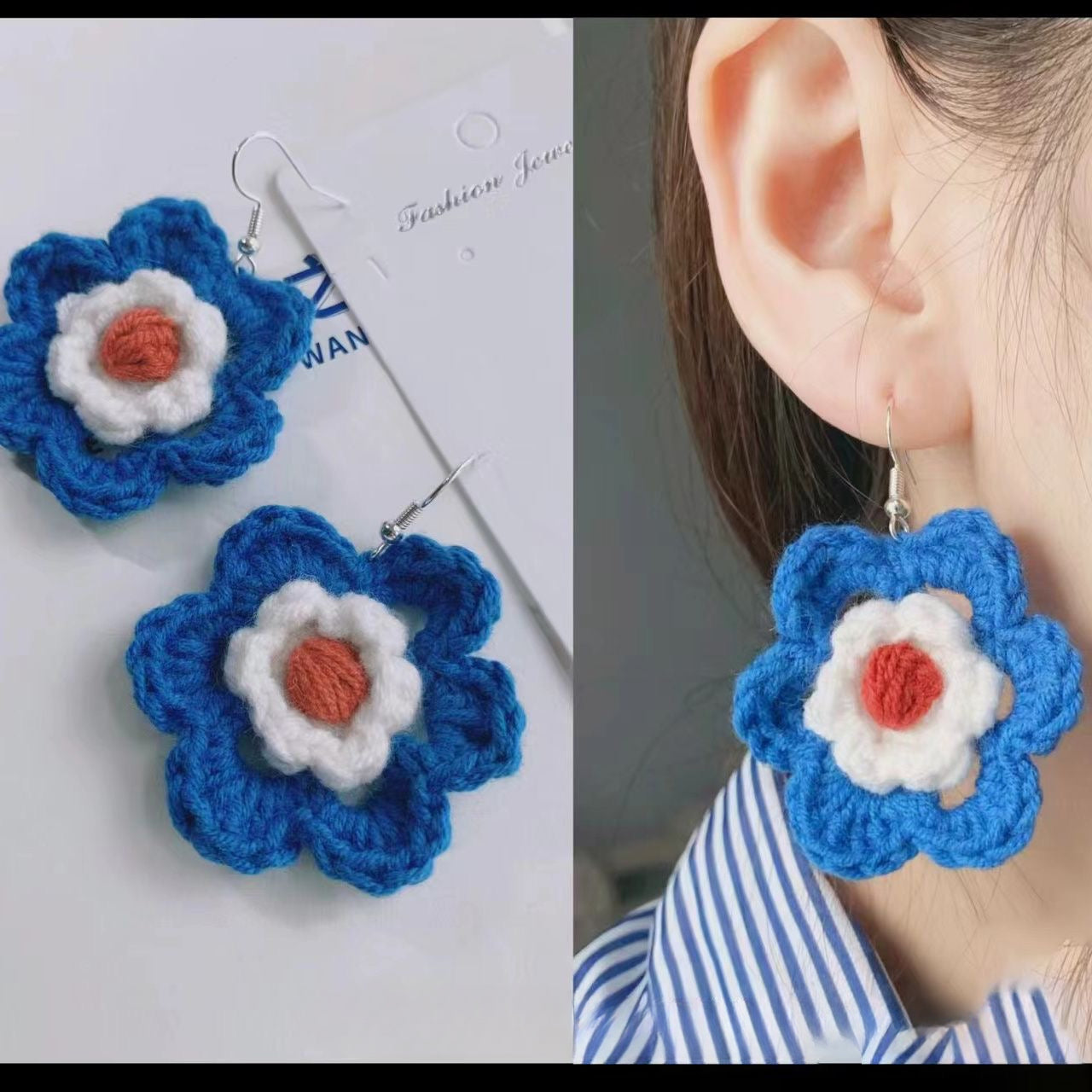 Crochet Large Flower Earrings