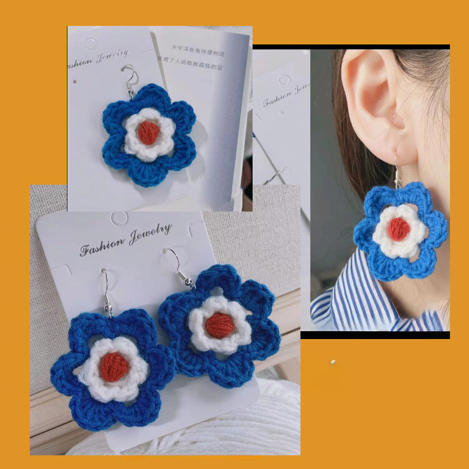 Crochet Large Flower Earrings