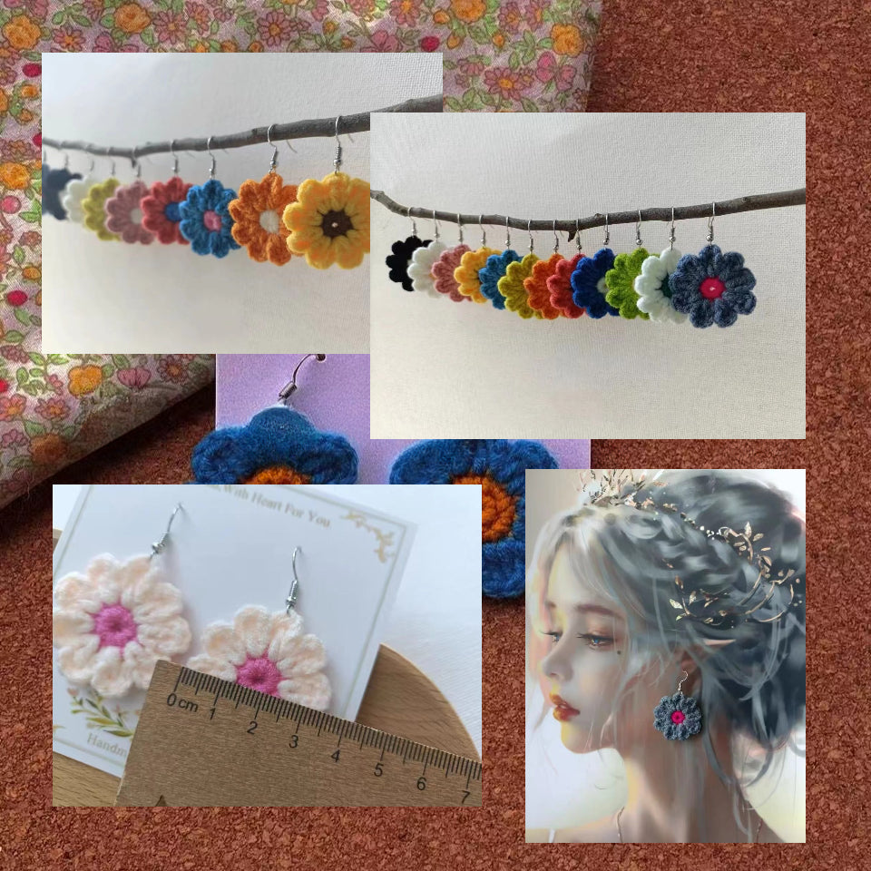 Crochet Large Flower Earrings