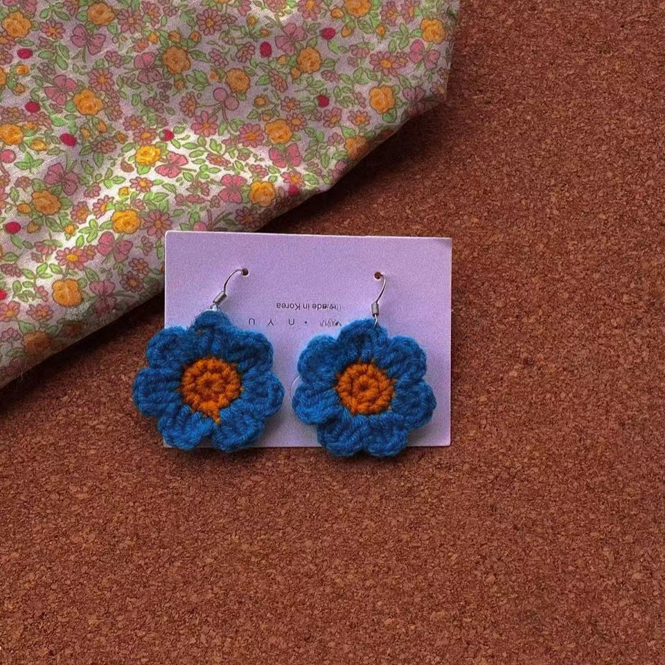 Crochet Large Flower Earrings