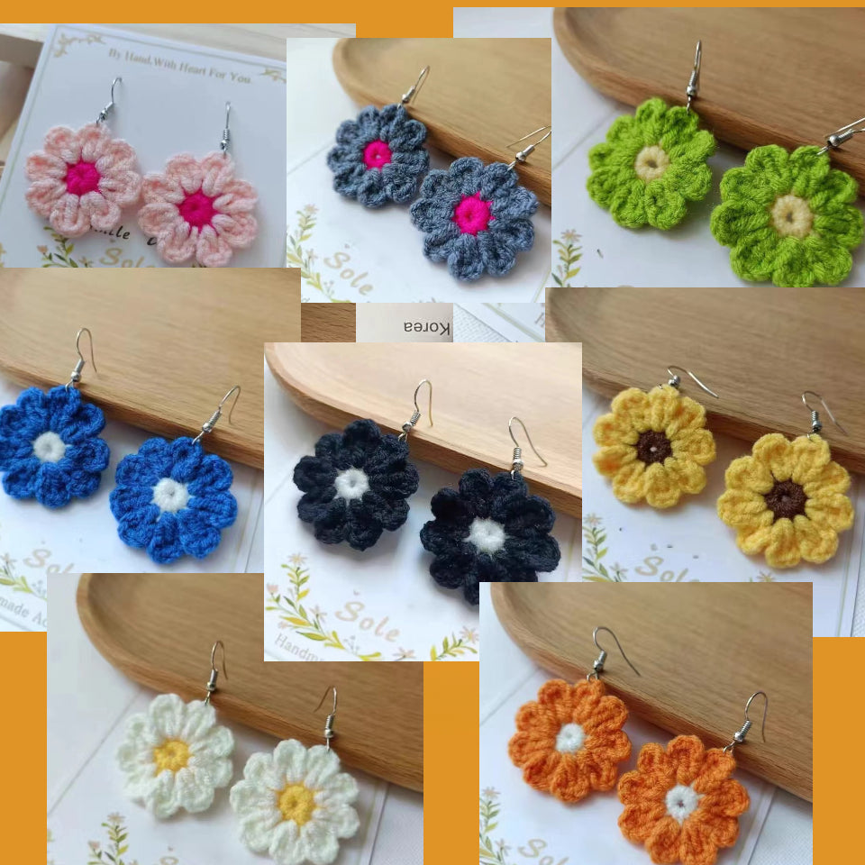 Crochet Large Flower Earrings